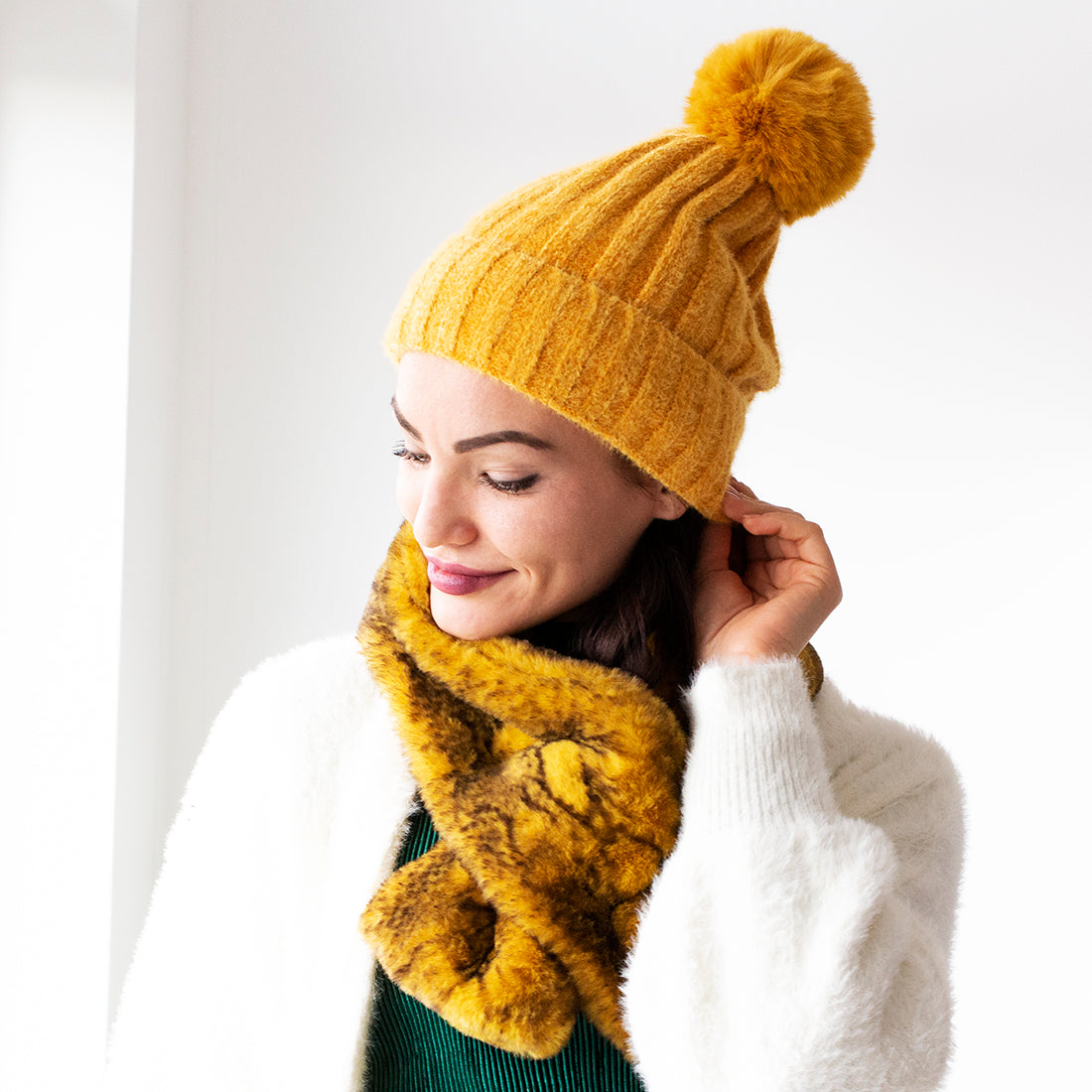 Chenille Beanie Hat Chenille Rib Knit Beanie Hat