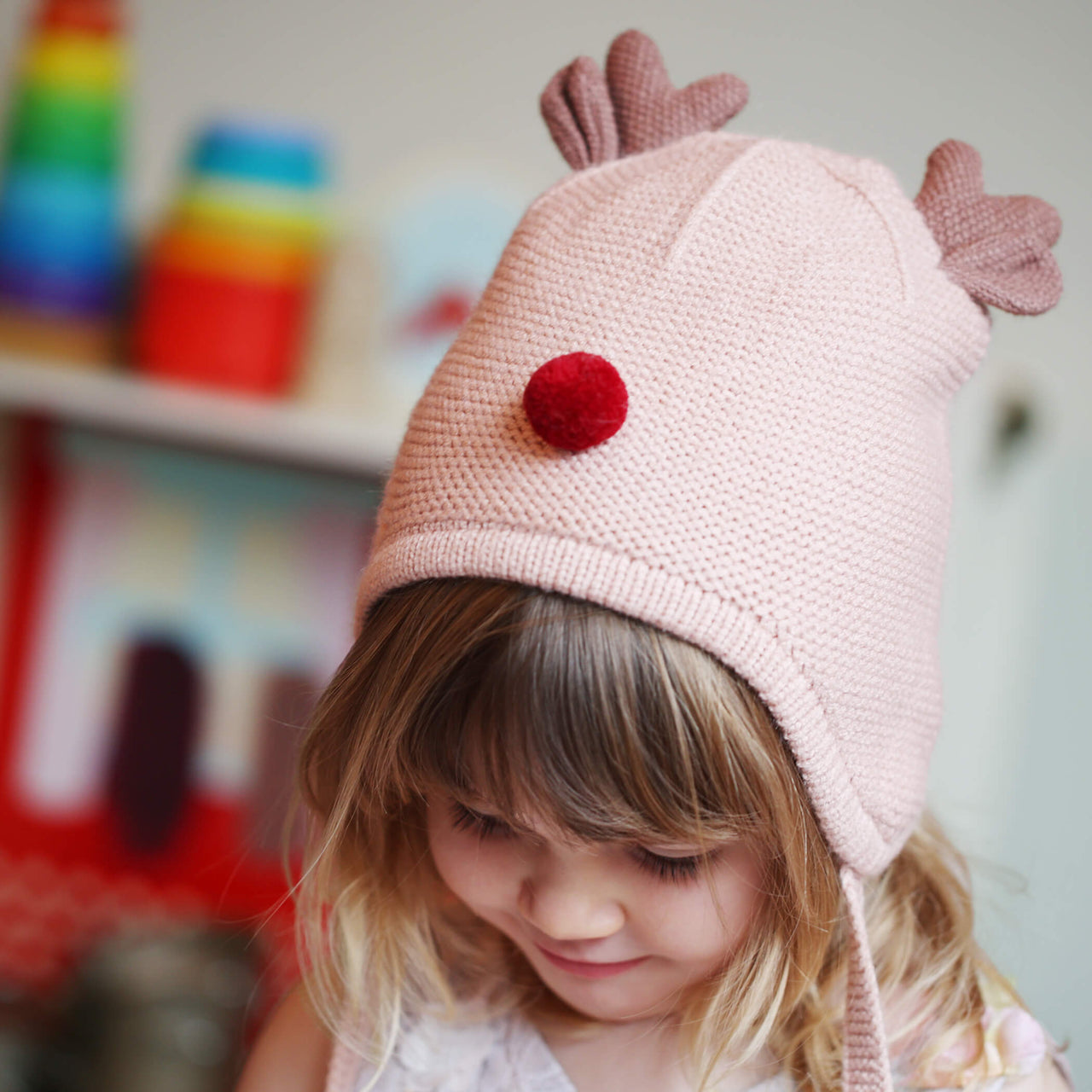 Reindeer Soft Yarn Knit Hat For Baby And Toddler