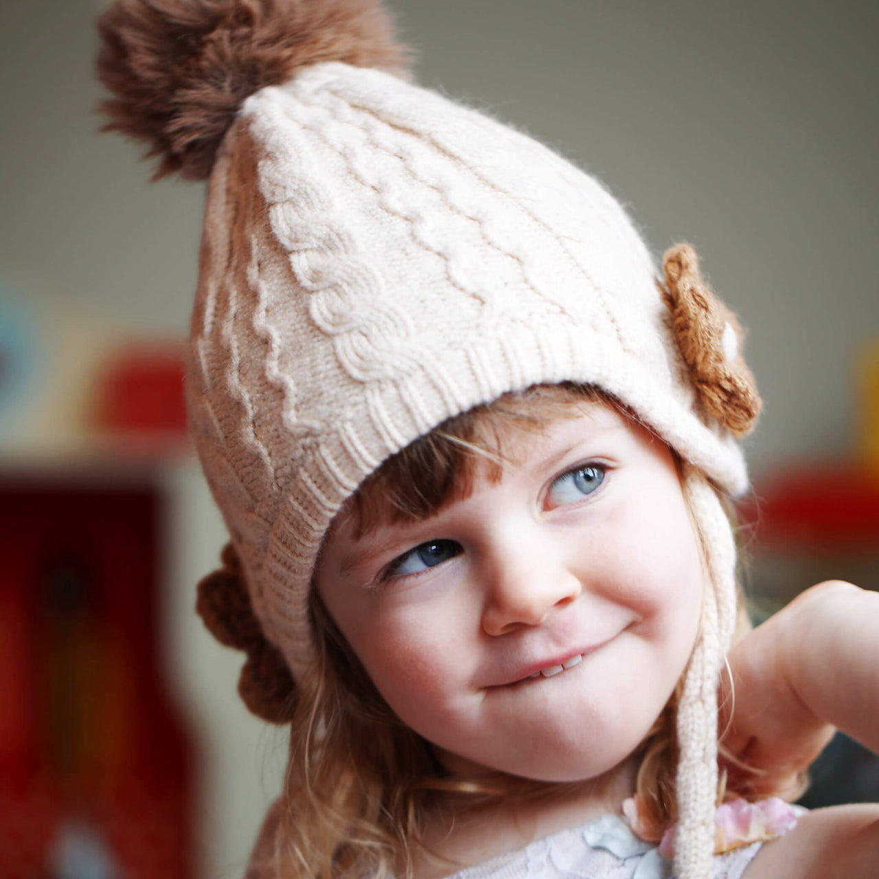 Girls Crochet Flower Cotton Lining Soft Yarn Knit Hat