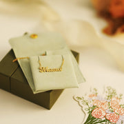 Sterling Silver Mama Script Letter Necklace