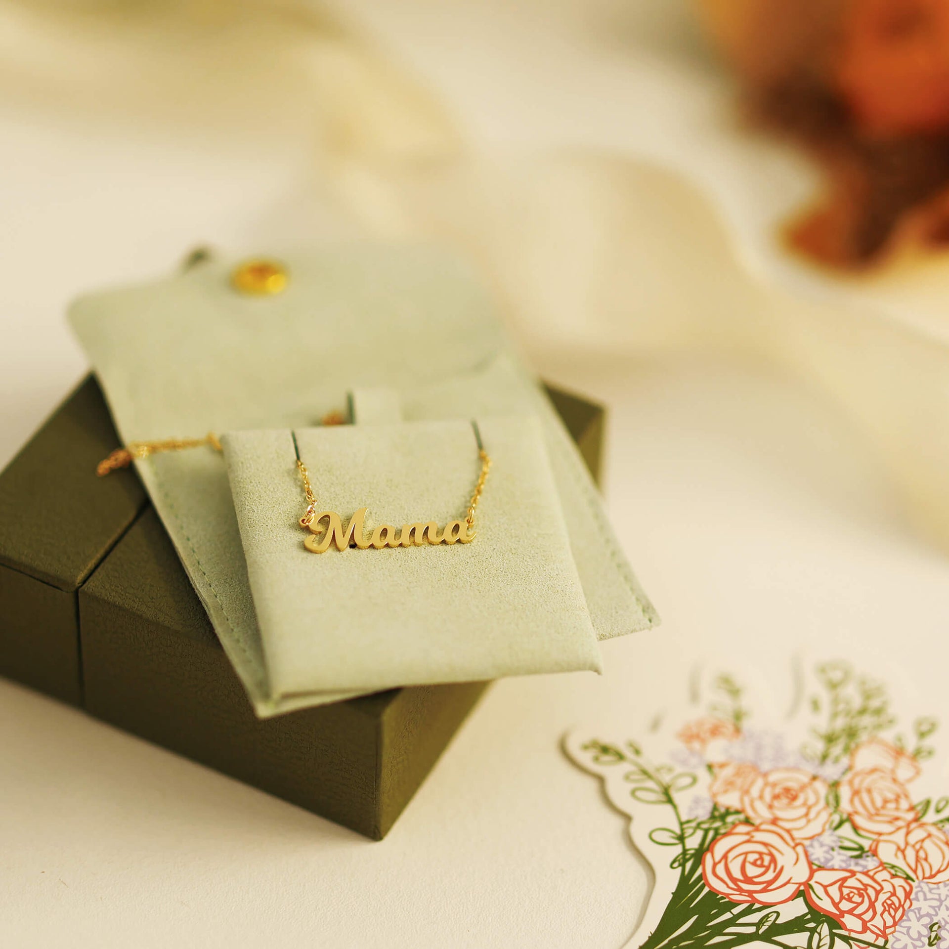 Sterling Silver Mama Script Letter Necklace