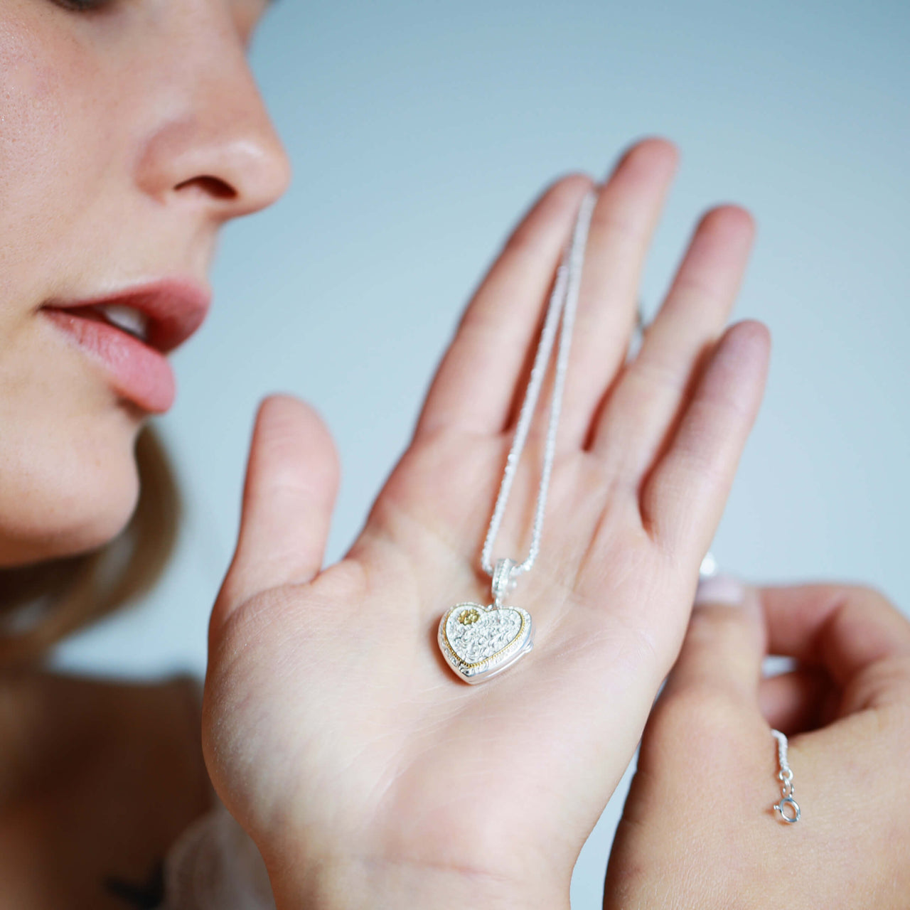 Sterling Silver Gold Vermeil Heart Locket With Filigree Detail