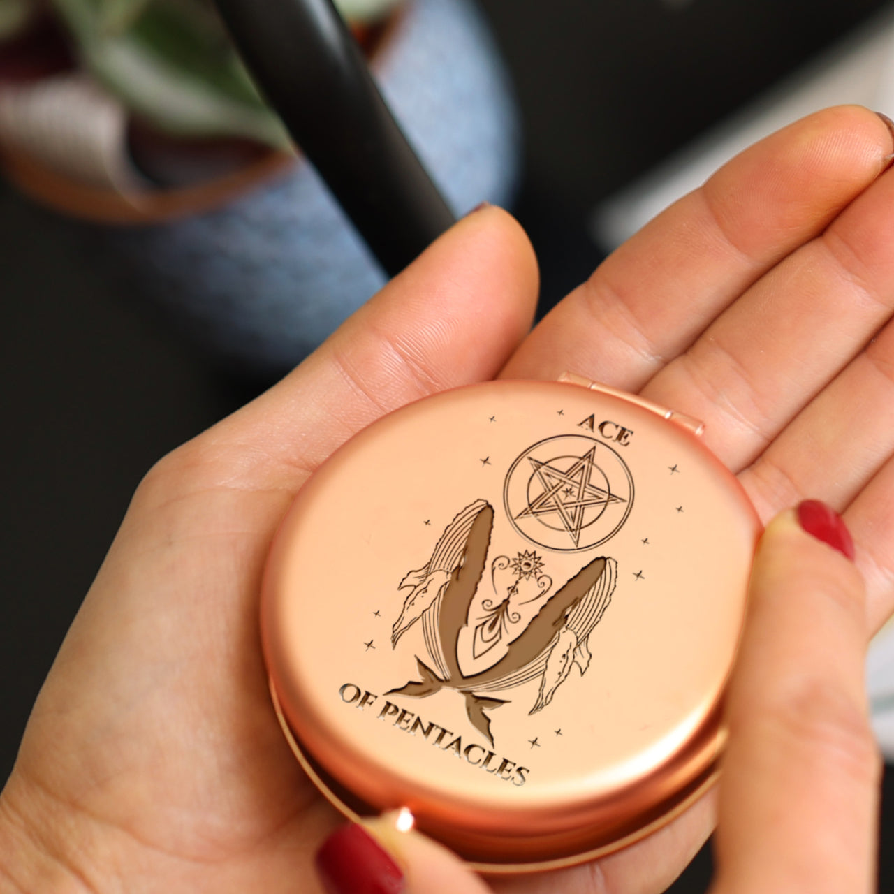 Engraved Celestial Tarot Arcana Compact Mirror