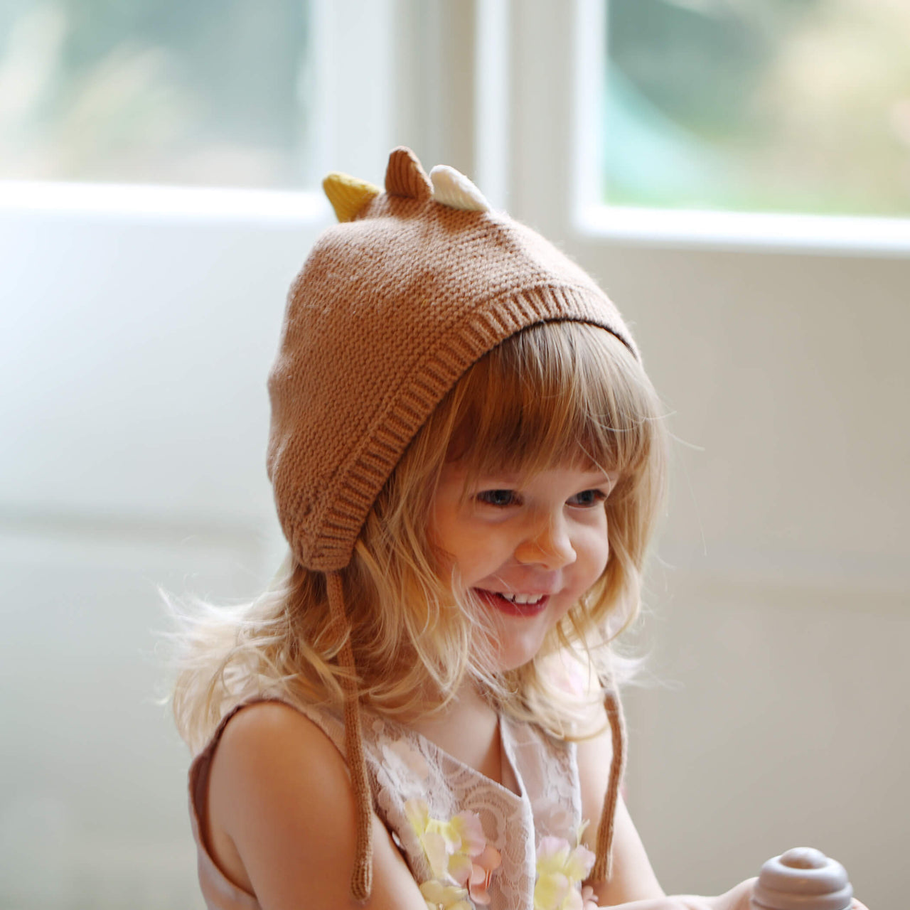 Dinosaur Cotton Lining Soft Yarn Knit Beanie Hat For Baby And Toddler