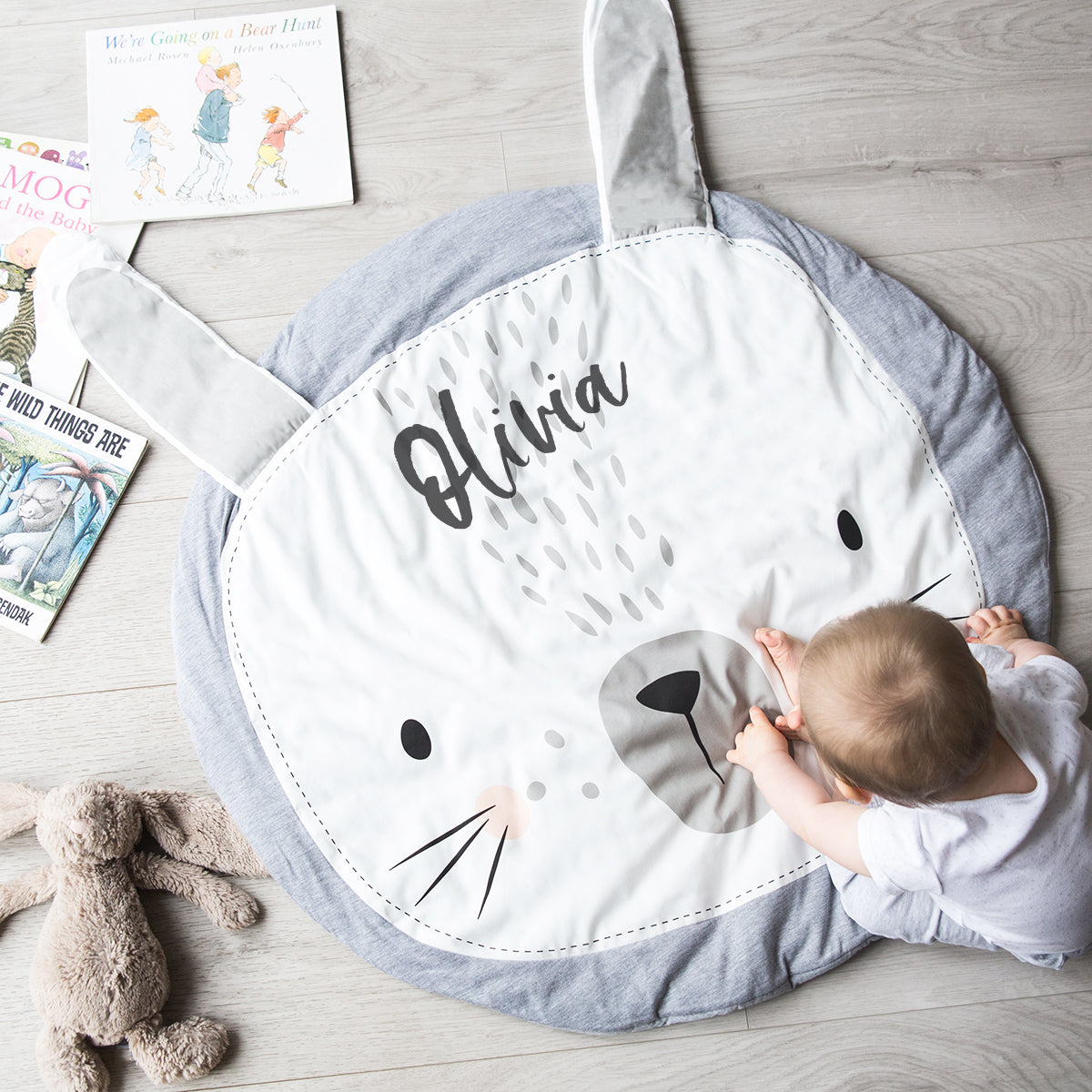 Personalised Bunny Face Baby Play Mat