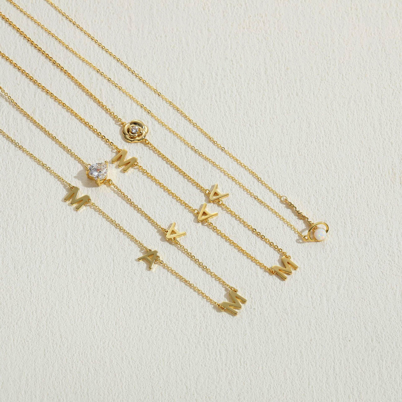 Mama Letter Necklace With Cz Stone