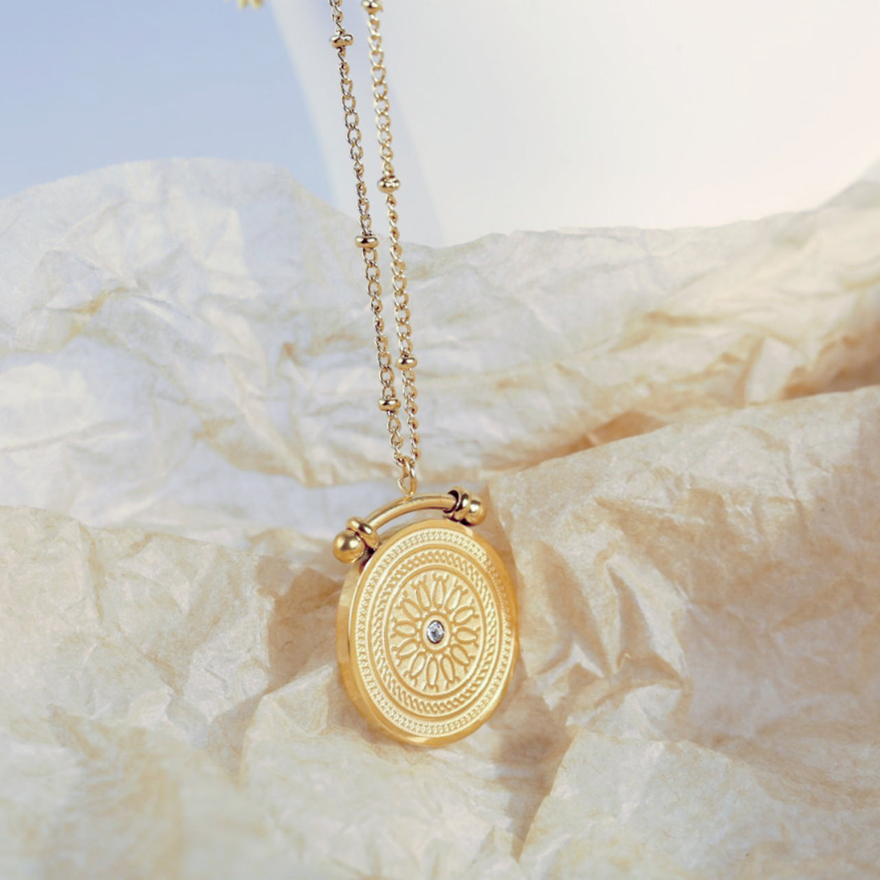 Spinning Pendant With North Star Mixed Chain Necklace