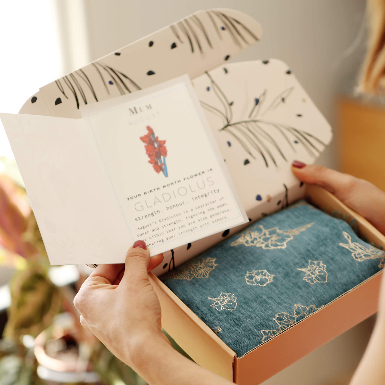 60th Birthday Milestone Birth Flower Gift Boxed Scarf