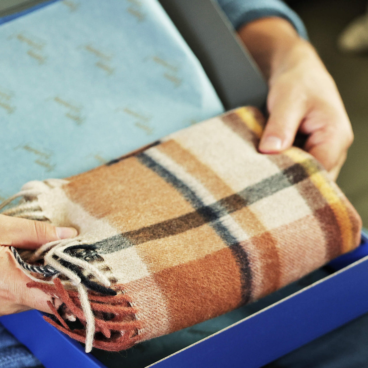 Men's 100% Cashmere Check Scarf