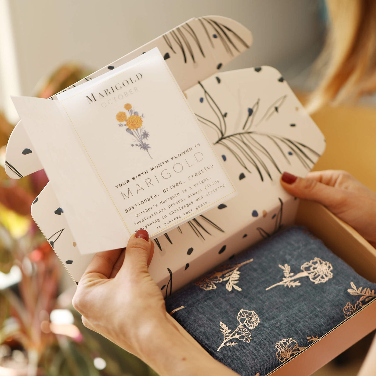 40th Birthday Milestone Birth Flower Scarf Gift Box