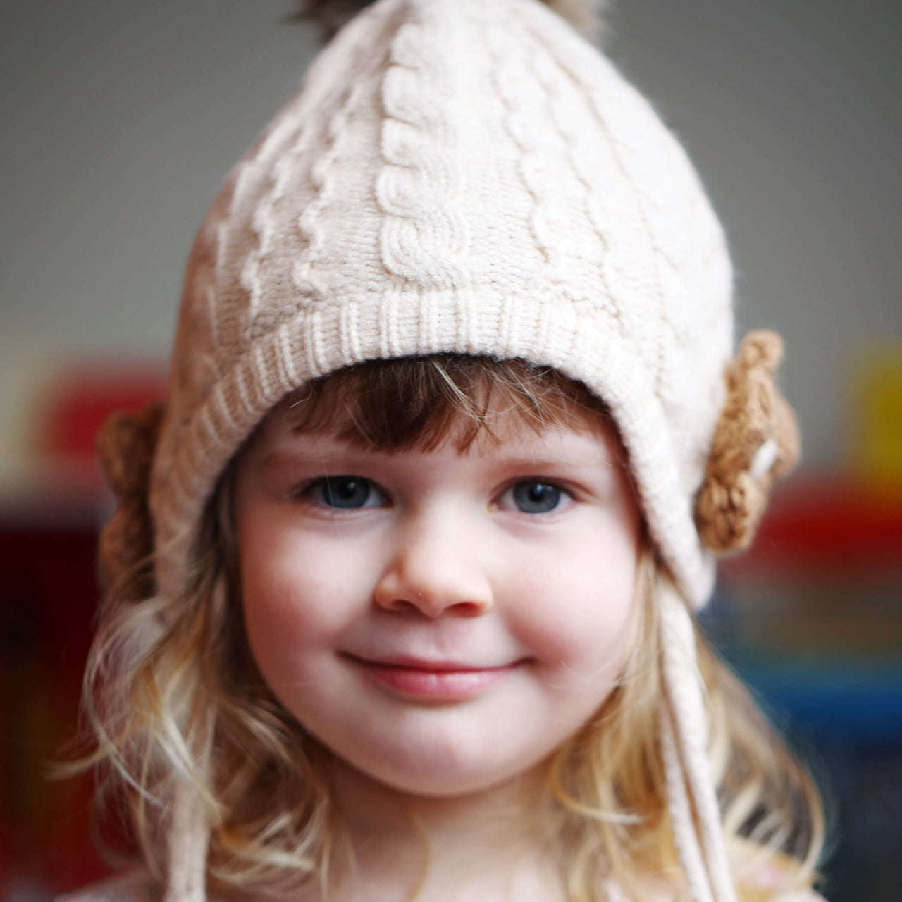 Girls Crochet Flower Cotton Lining Soft Yarn Knit Hat
