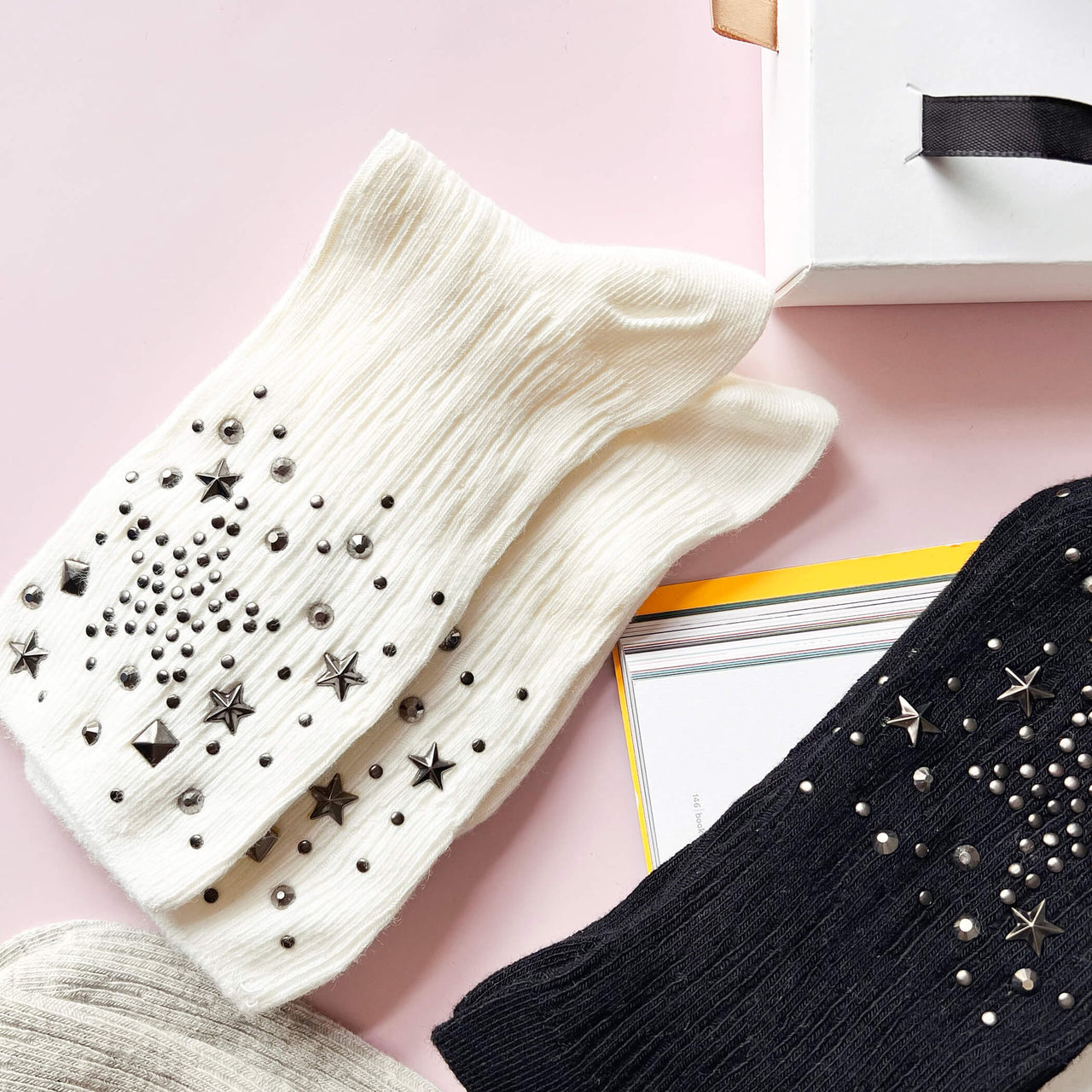 Sparkly Star Gem Monochrome Socks In A Box