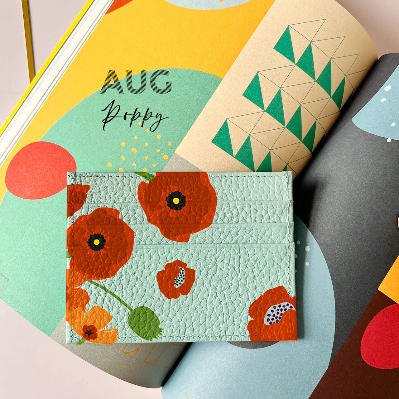 Birth Flower With Personalised Name Cow Leather Card Holder