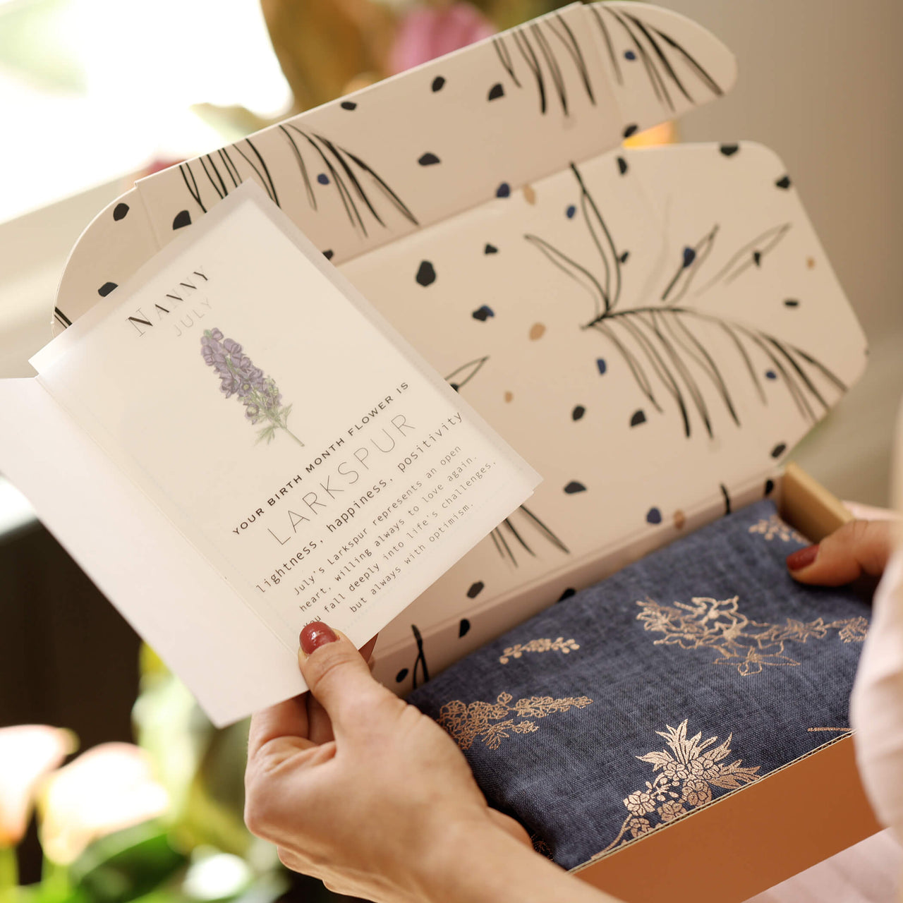 50th Birthday Milestone Birth Flower Gift Boxed Scarf