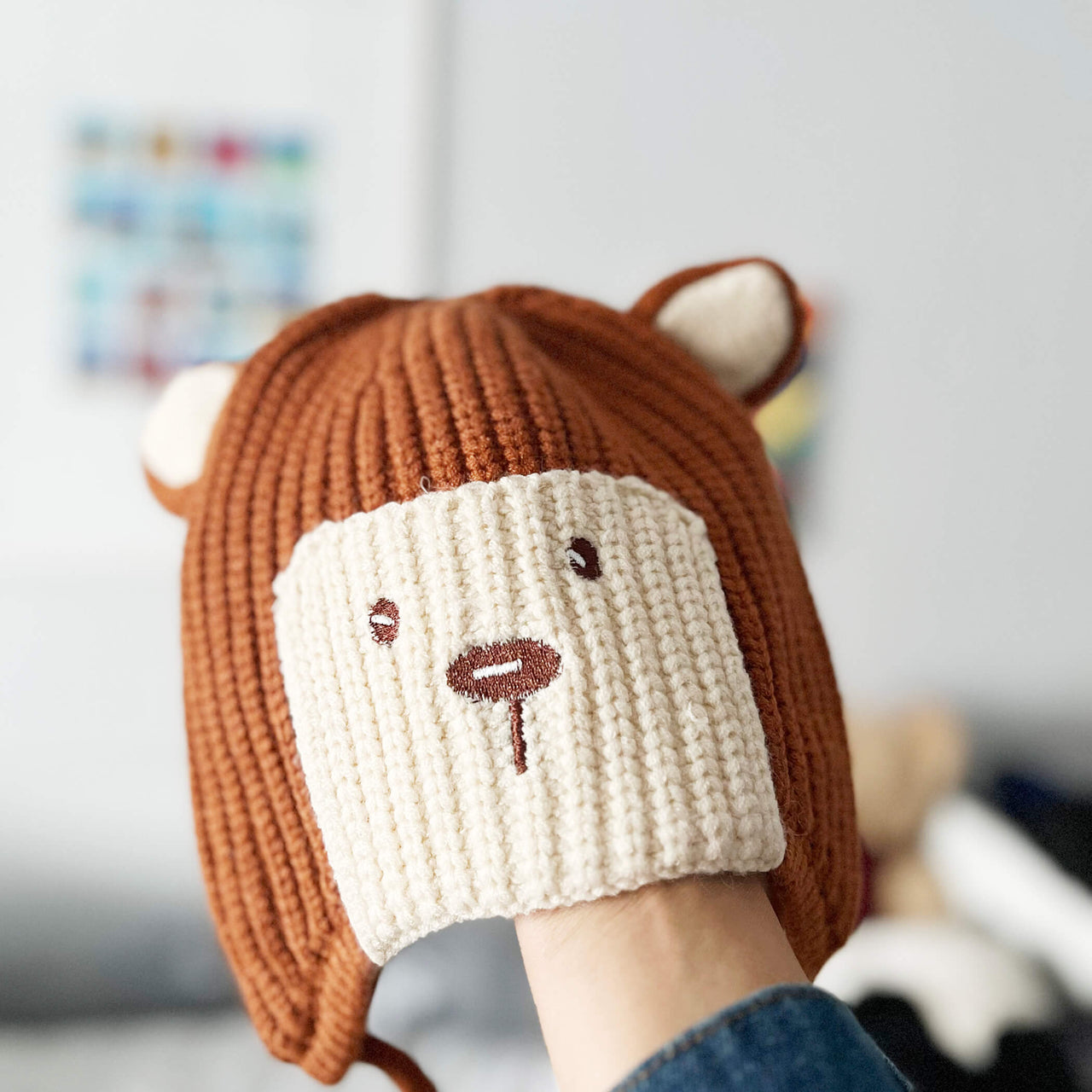 Bear Face Knitted Beanie Hat For Toddler | Kids Winter Hat | Hat For Toddlers
