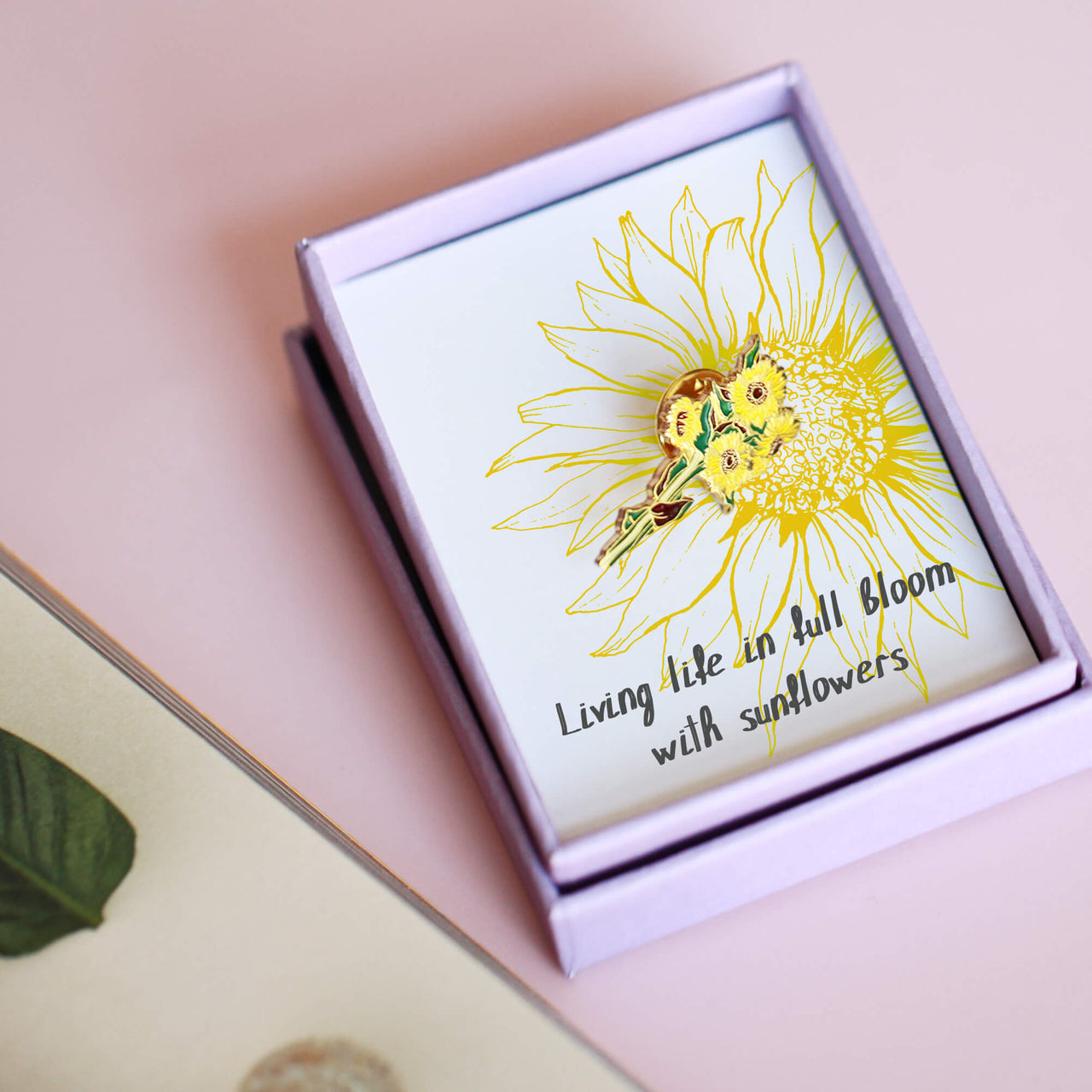 Sunflower Bunch Enamelled Brooch Pin