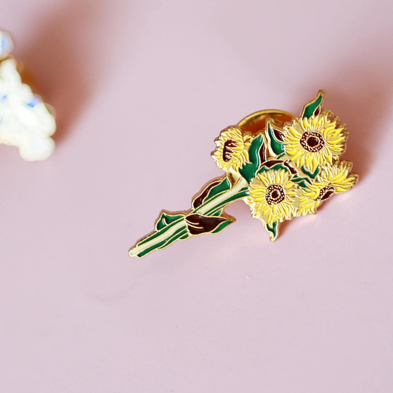 Sunflower Bunch Enamelled Brooch Pin
