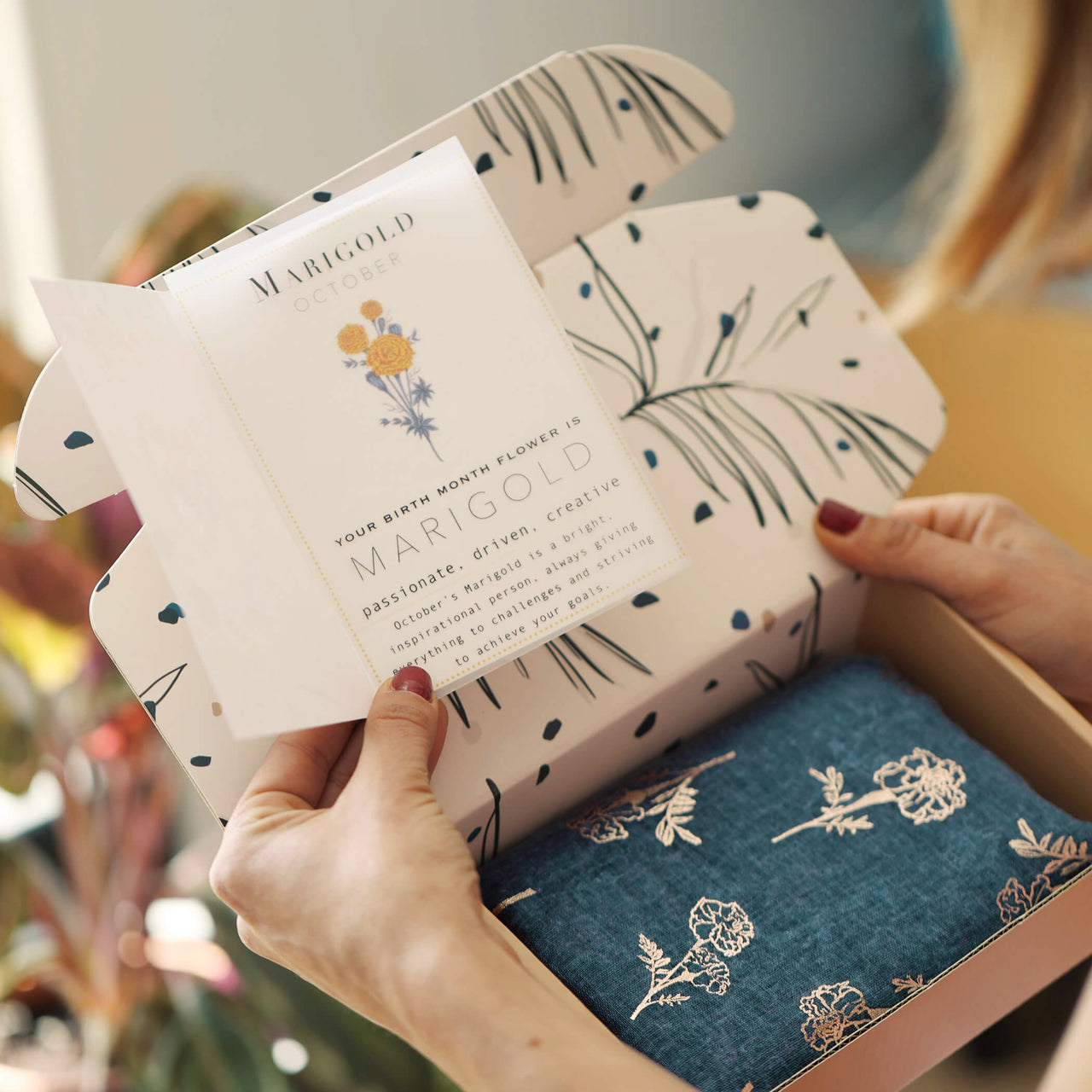 70th Birthday Milestone Birth Flower Gift Boxed Scarf