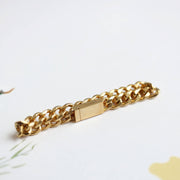 Engravable Chunky Boyfriend Style Magnetic Curb Chain Bracelet | Personalised Gift for Girlfriend | Custom Gold Silver Plated Jewellery