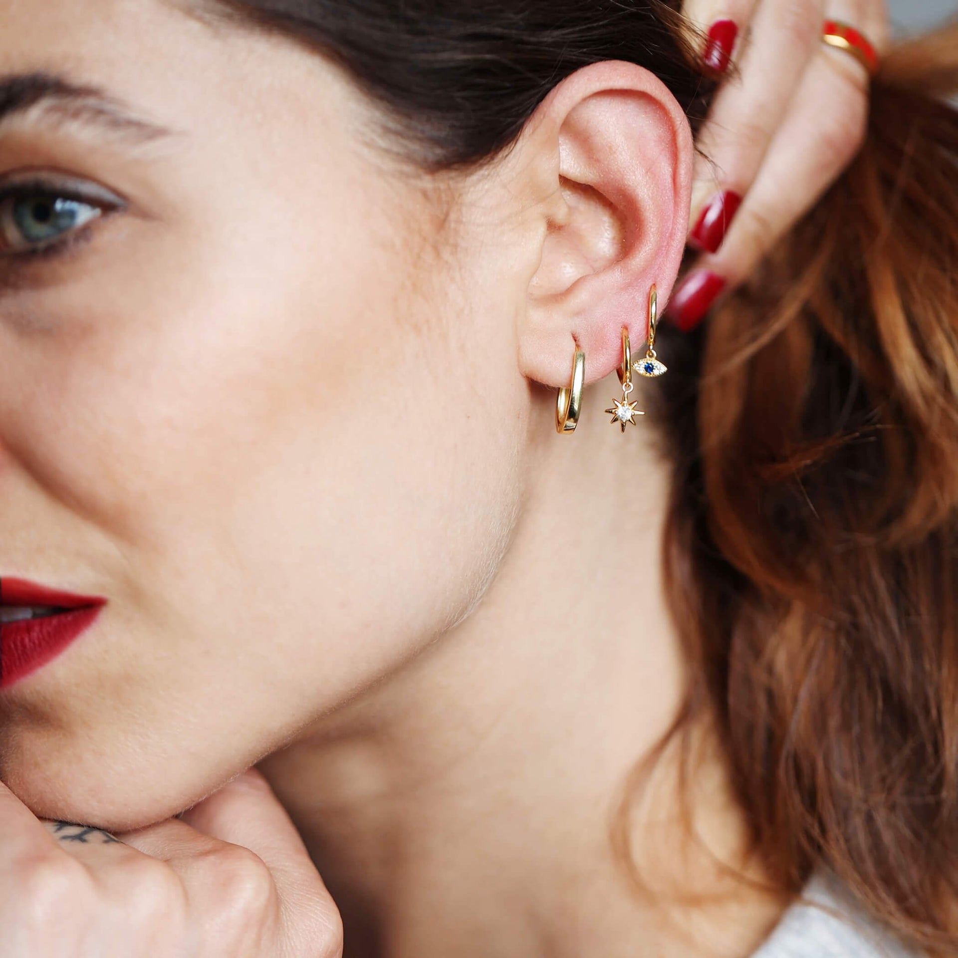 Talisman Evil Eye Sterling Silver Hoop Earrings