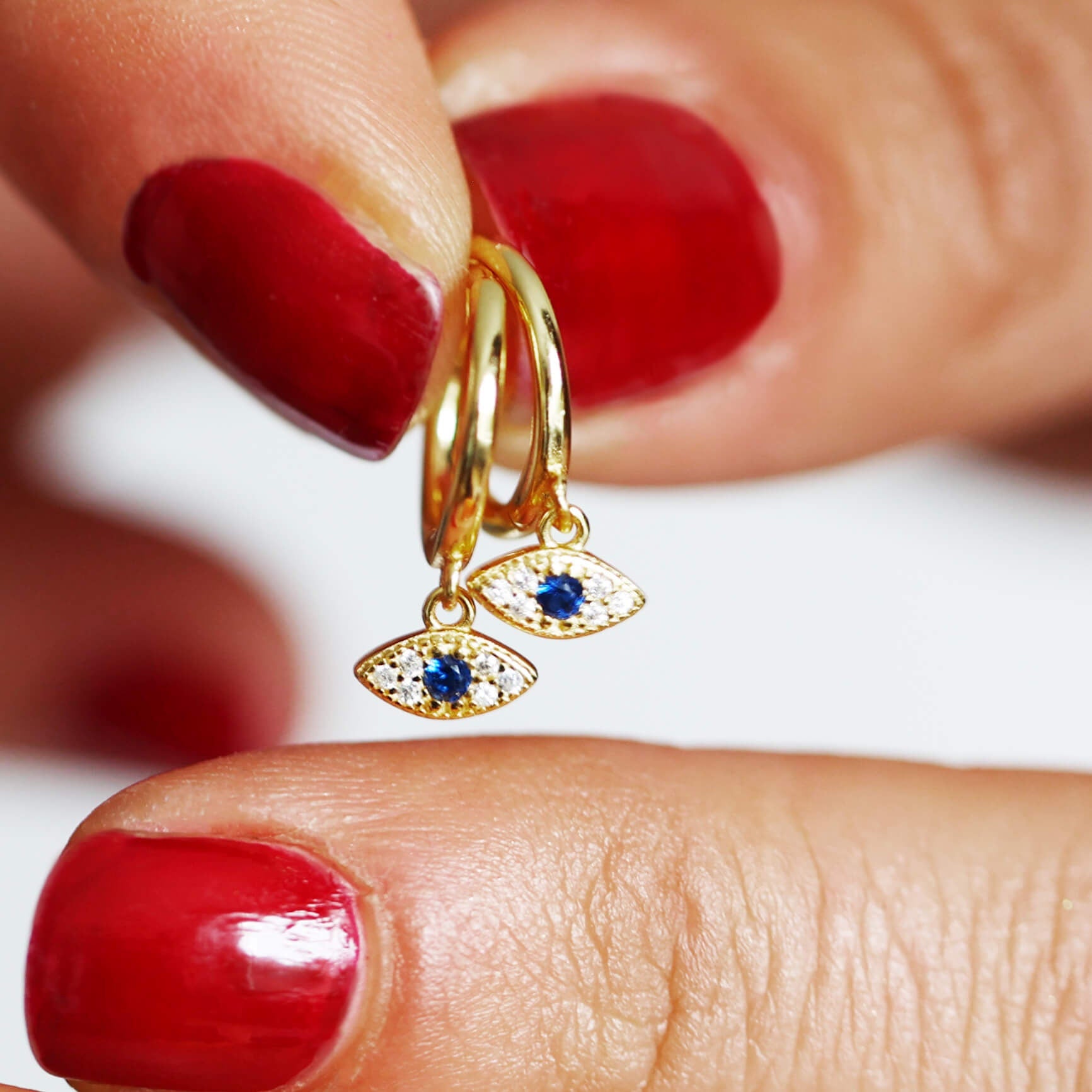 Talisman Evil Eye Sterling Silver Hoop Earrings