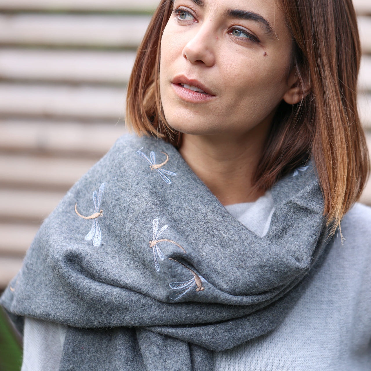 Personalised Embroidered Dragonfly Scarf
