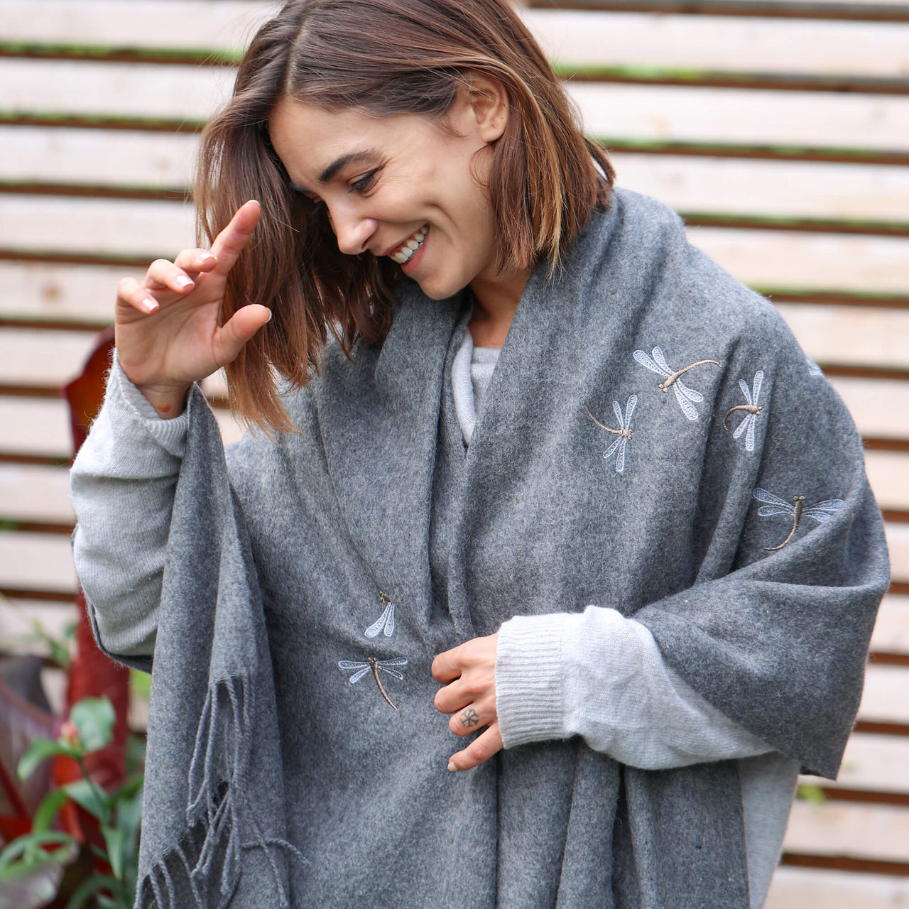 Personalised Embroidered Dragonfly Scarf