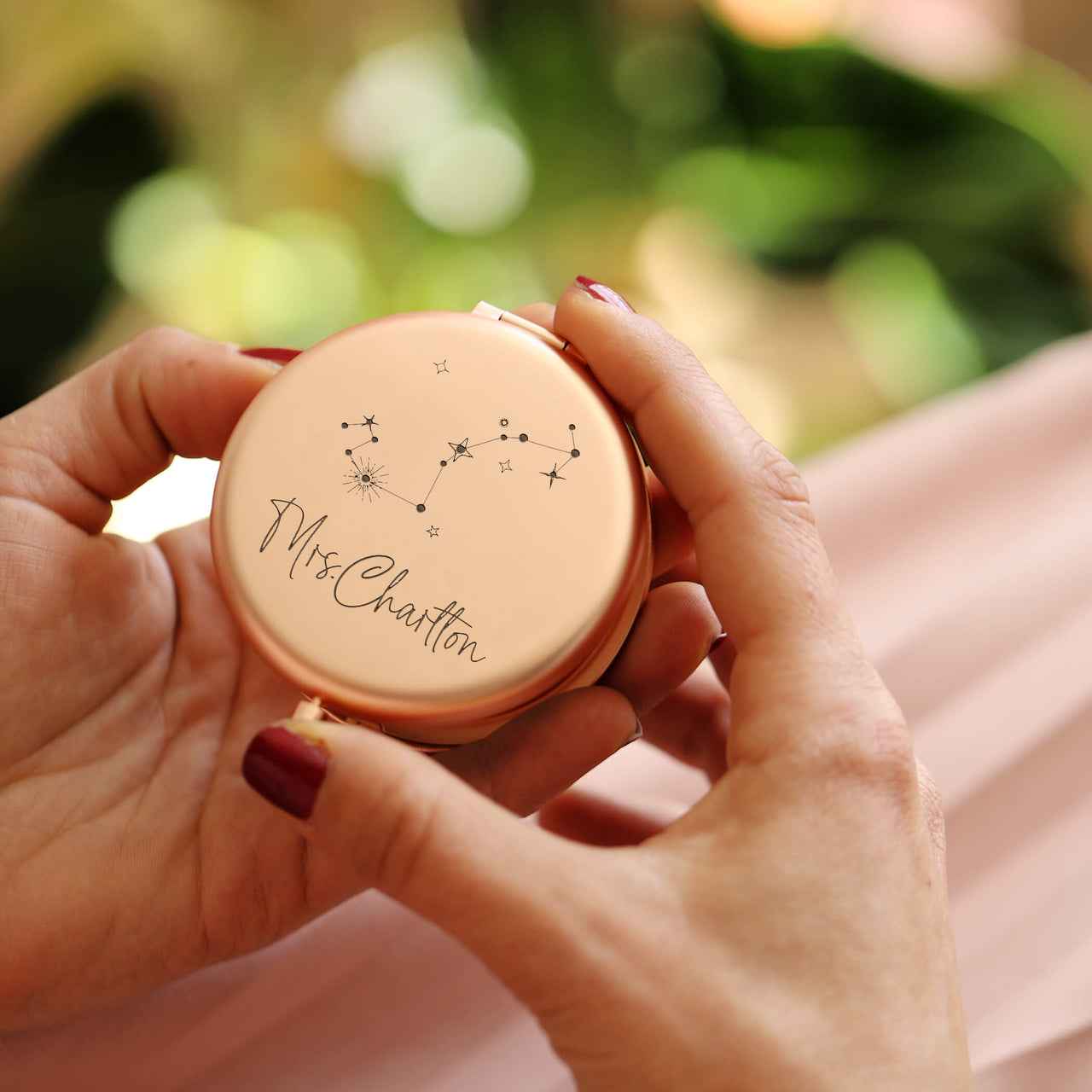 Engraved Constellations Compact Mirror | Bridesmaid Proposal Gift | Ladies Wedding Favour