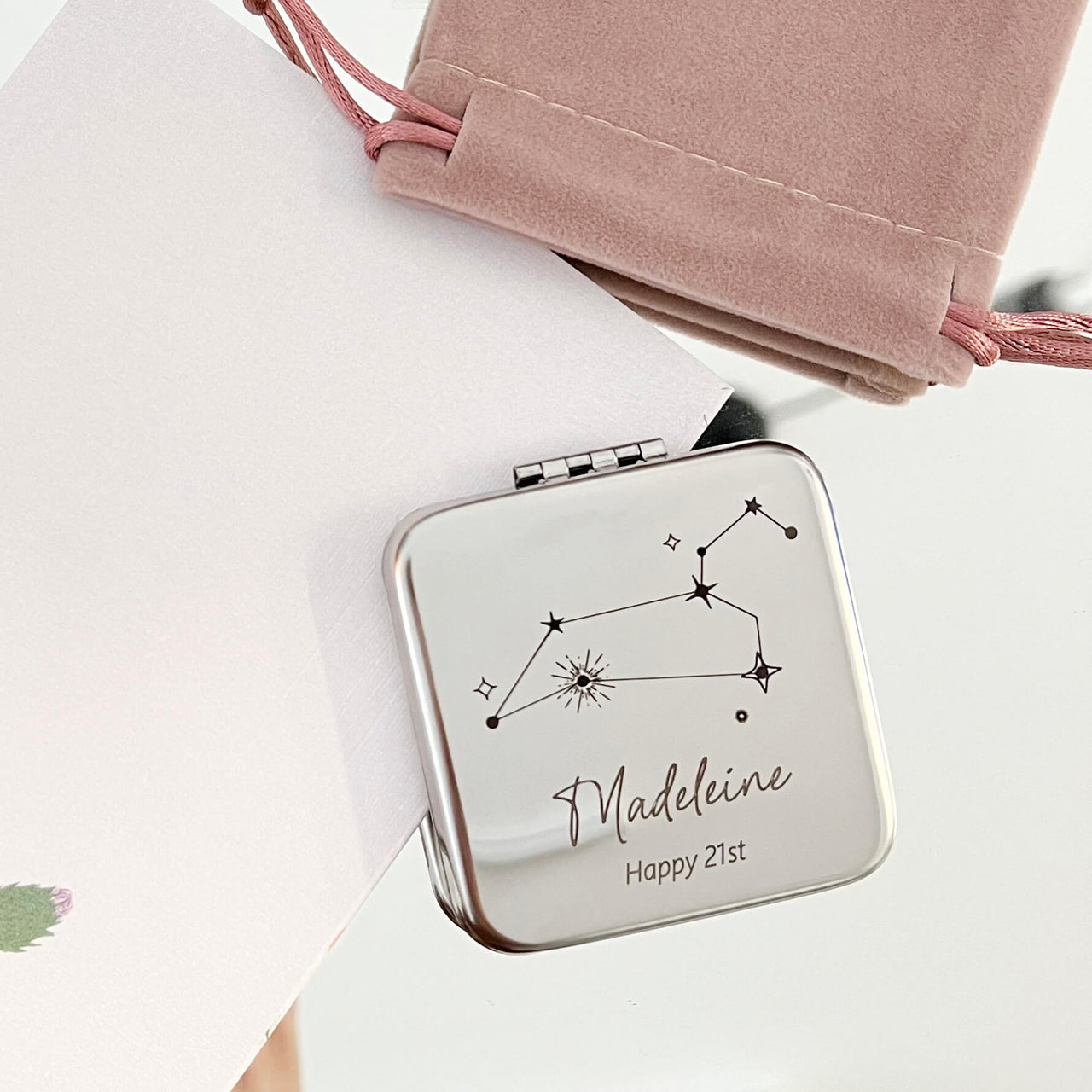 Engraved Constellations Compact Mirror | Bridesmaid Proposal Gift | Ladies Wedding Favour