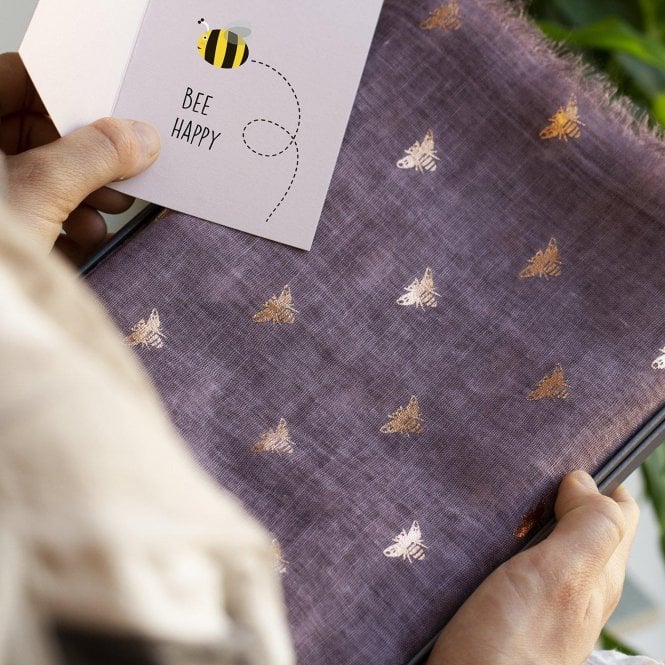 “Bee Happy” Gold Foil Scarf Letterbox Gift