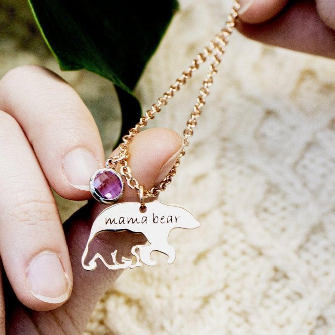 Birthstones Mama Bear Necklace