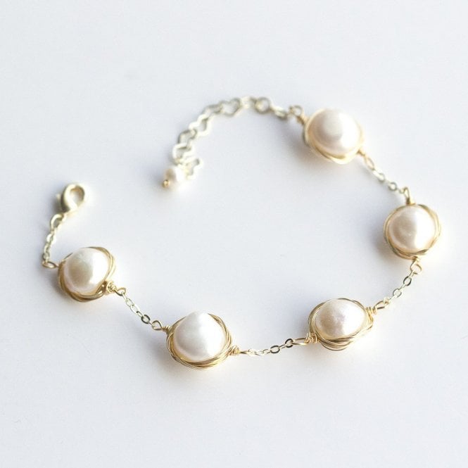 Hand Wrapped Pearl Bracelet