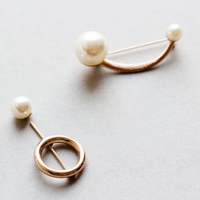 Rose Gold Pearl Pin Scarf Brooch
