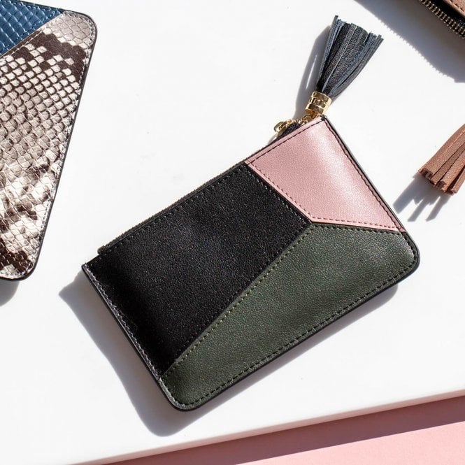 Colour Block Design Genuine Leather Wallet Purse