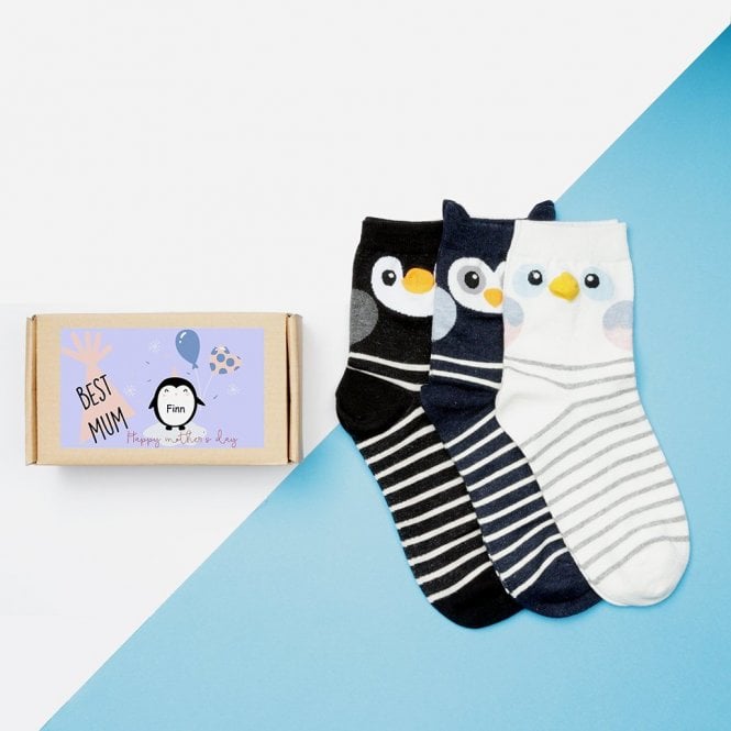 Set Of Three Penguin Family Socks In A Box