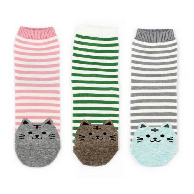 Set Of Three Cat Socks In A Gift Box