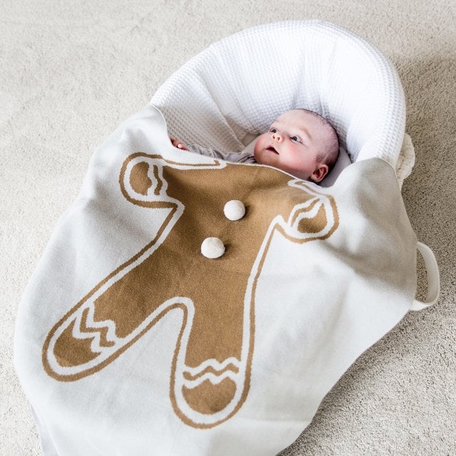 Gingerbread Soft Knit Christmas Baby Blanket