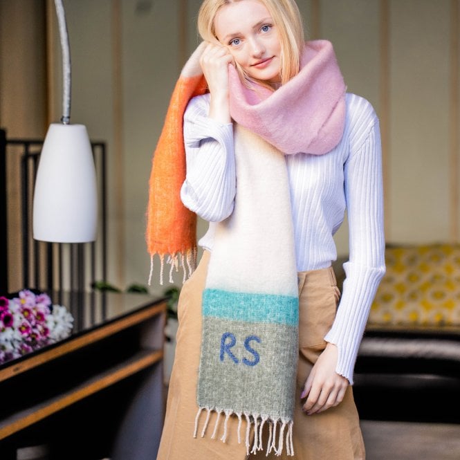 Personalised Hand Felted Colour Block Stripe Scarf