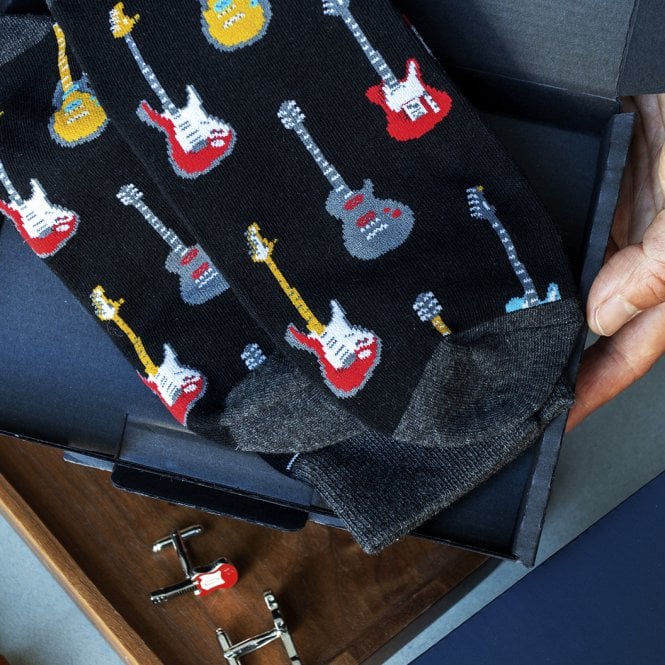 Personalised Men's Guitar Rock Star Socks In A Box