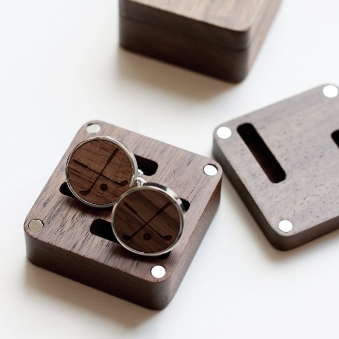 Engraved Men's Hobby Cufflinks In Wood Gift Box