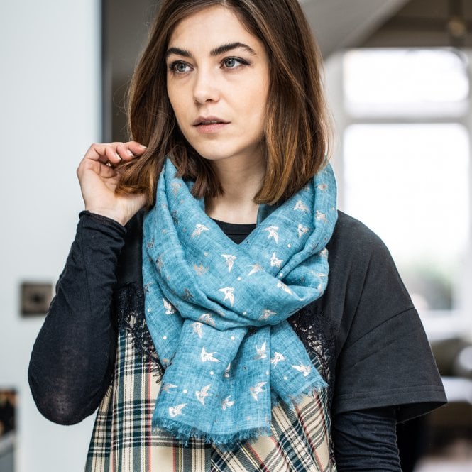 Swallow Rose Gold Foil Scarf