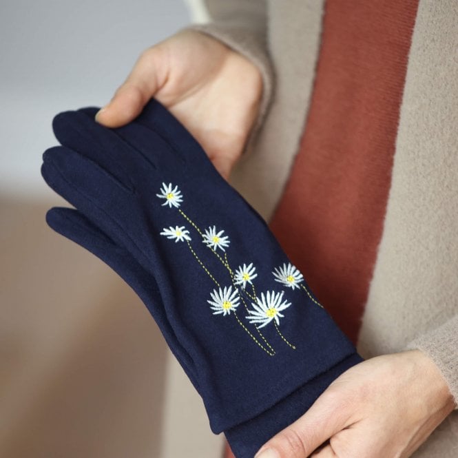 Embroidered Daisy Flower Ladies Gloves