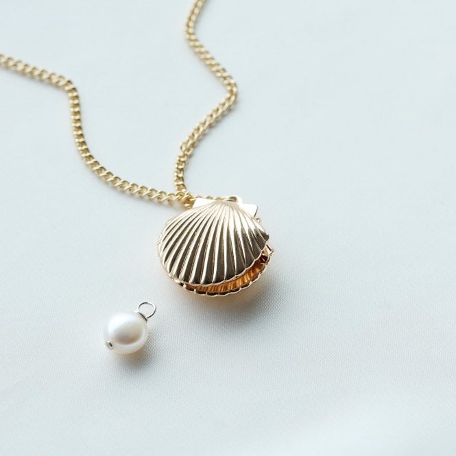 Clamshell And Hidden Pearl Locket Necklace
