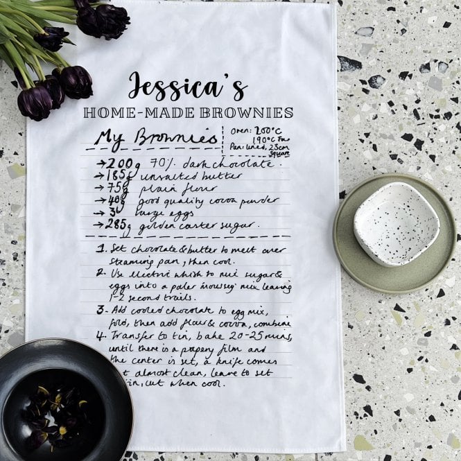 Personalised Family Recipe Handwritten Tea Towel