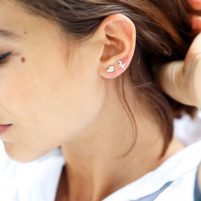 Sterling Silver Robin + Branch Earrings