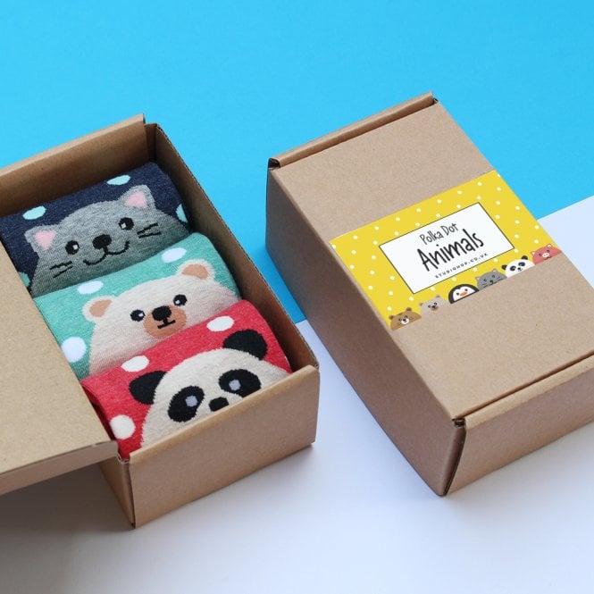 Box Of Polka Dot Animals Socks Gift Box Set