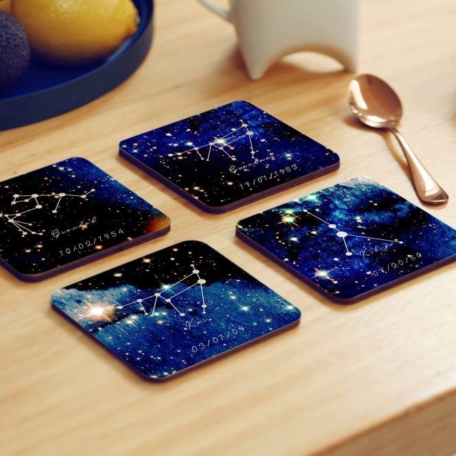 Personalised Family Constellations Wooden Coasters