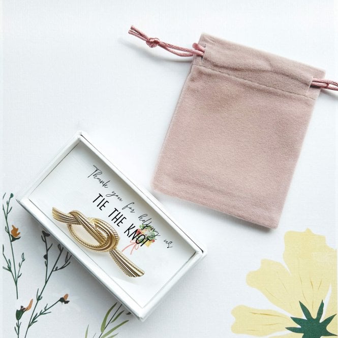 'Tying The Knot' Wedding Themed Golden Brooch Pin Gift