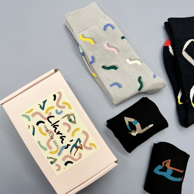 Personalised Yoga Flow Three Pairs Socks In A Box