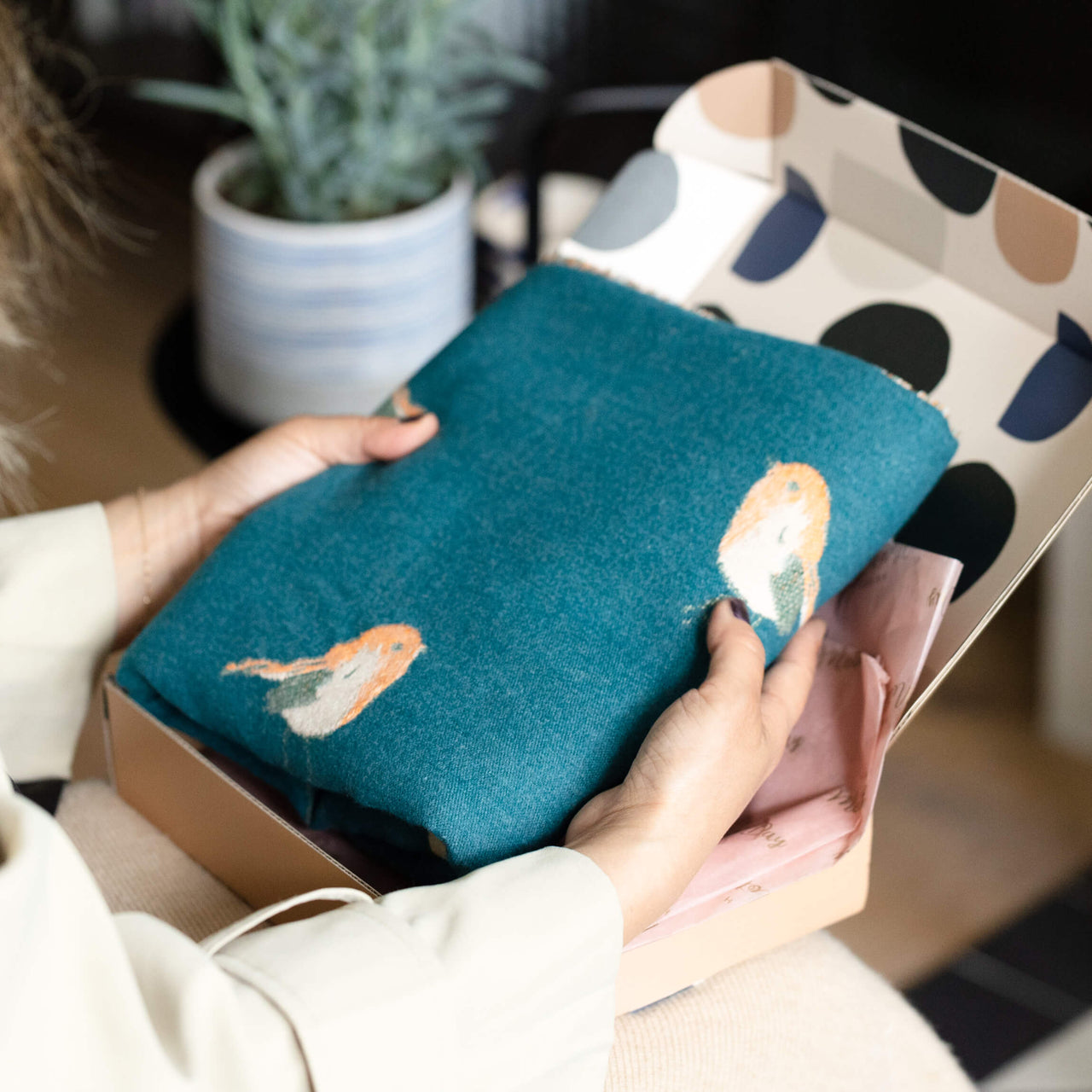 Personalised Cashmere Blend Robin Bird Scarf